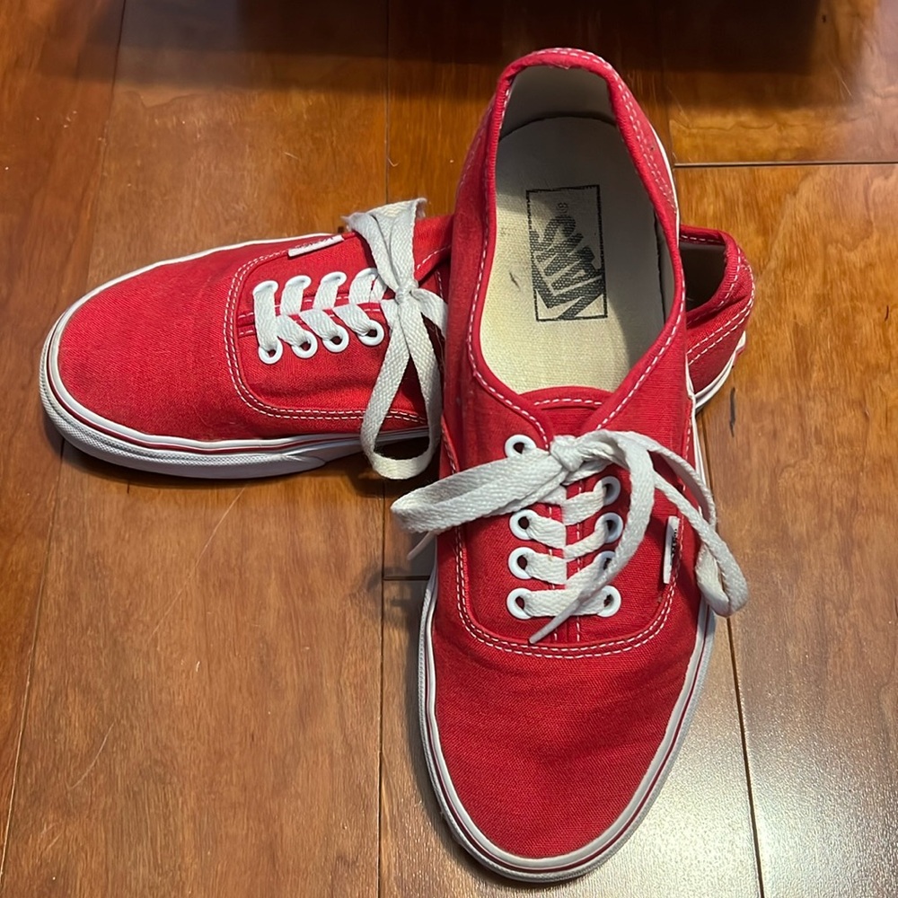 LIKE NEW Red Authentic Vans Sneakers Size 9